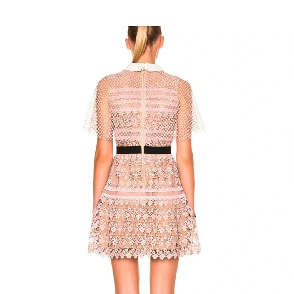 Self-Portrait Pink Lace Mini Dress - Picture 2 of 7